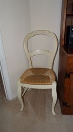 Rush Seat Antiqued White Balloon Back Chair