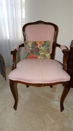 Contemporary Mahogany Frame Mauve Upholstered French Style Chair