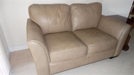 Leather Overstuffed Loveseat