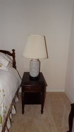 Pair of Two Tiered Lamp Tables (one not pictured) Blanc de Chin Cherry Blossom Lamp