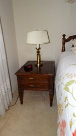 Walnut Finish Two Drawer Lamp Table
