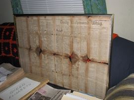   Framed 1861 Richmond Whig