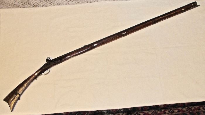 Very Desirable Hand Made Flintlock Long Rifle Made by Famed Williamsburg Gunsmith Wallace Gusher