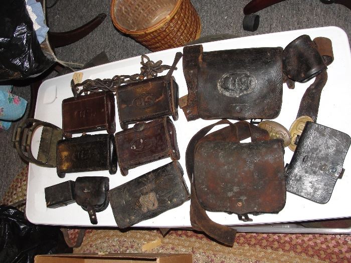 Large Grouping of Civil War, Indian War and WWI Leather Accouterments