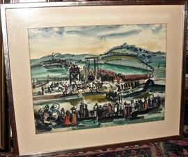 C. 1940 Horse Show Watercolor by UVa. Art Professor