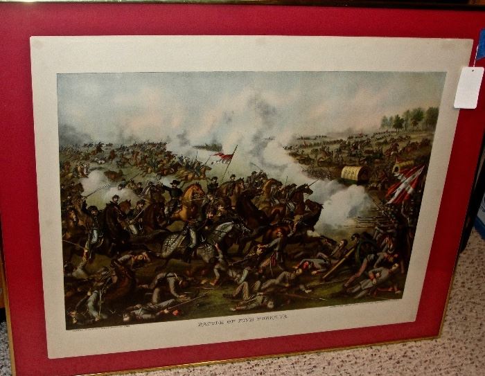 Original Kurz and Allison Print of the "Battle of Five Forks"