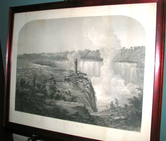 Framed Print / Engraving of Niagara Falls in the mid-19th Century
