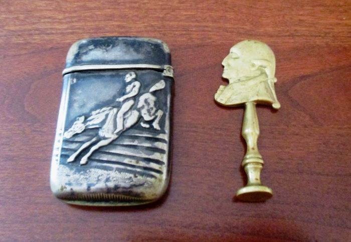 Rare Geo. Washington Pipe Tamper and Sterling Match Safe