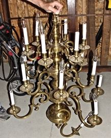 Pair of Solid Cast Brass Chandeliers