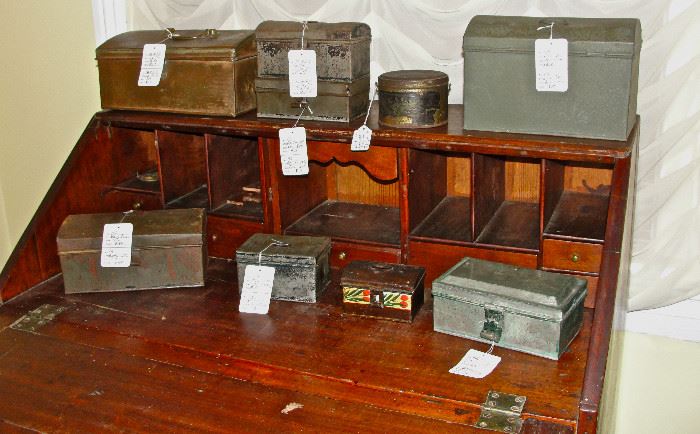 Large Grouping of Early Document Boxes