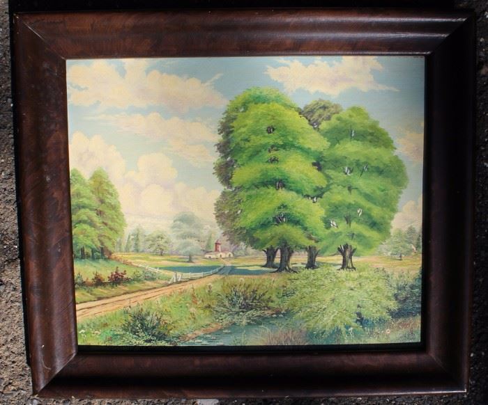 Original 1940's Painting T.G. Keck

Beautiful vintage painting on hard stock (not canvas) Frame measures 25 1/2" x 29 1/2". Signed "T.G. Keck 1941" 