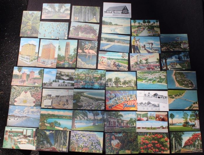 Vintage Post Card Collection

Each card measures 3 1/2" x 5 1/2"
Over 50 cards are included
Mostly from Florida and the South East USA
Majority of the post cards are textured and vibrantly colored 