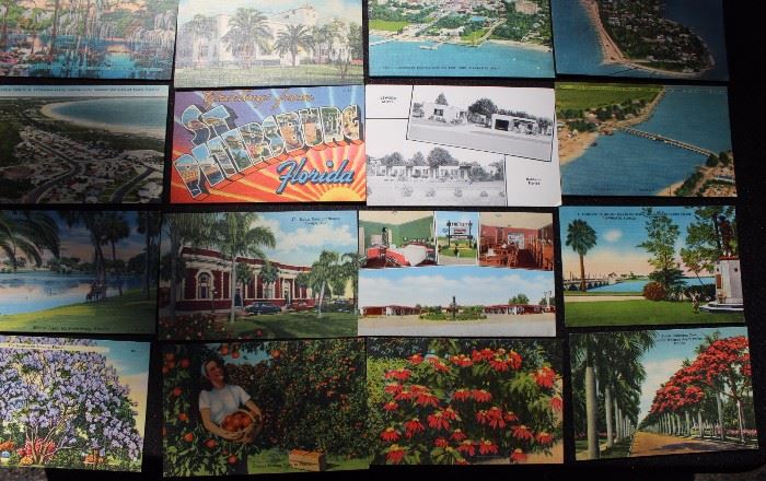 Vintage Post Card Collection

Each card measures 3 1/2" x 5 1/2"
Over 50 cards are included
Mostly from Florida and the South East USA
Majority of the post cards are textured and vibrantly colored 