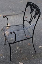 Pair of Wrought Iron Patio Chairs Comes with cushions shown in photos. Very nice condition.

Both chairs measure: 33 3/4"T x 22"W x 21"D


No rust, paint is virtually un-chipped. Cushions and chairs both in like-new condition, presumably kept indoors. Back of chair has wrought iron decorative floral design. 