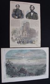 Antique Harper's Weekly Newspaper Pages, featuring Dickens and some Water Coloring

We believe these are original, not reprints. One page has chapter LIV of Charles Dickens "Great Expectations". Some of the pages have some light water coloring, including a terrific "View from Maryland Heights at Sunrise" sketched by Mr. A.R. Ward. Pages measure 16" x 11". 