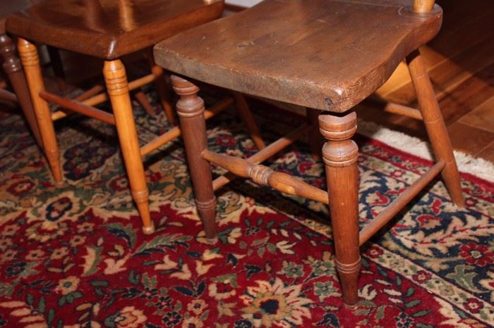 Four Antique Wood Chairs

Overall good condition, well kept in a beautiful non-smoking home by an antiques collector.

Measurements average 31 1/2"t to 33"t, overall 15 1/2"w and 16" to 17"d.