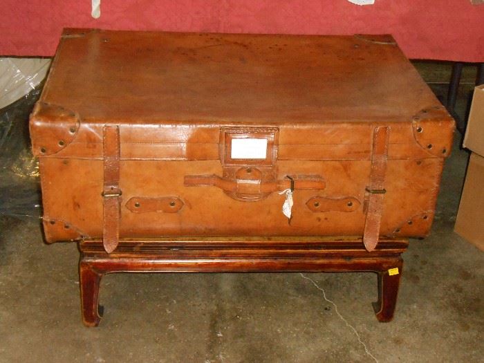 English leather trunk