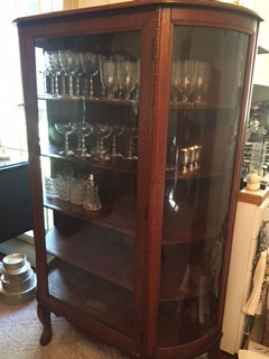 Antique oak curio cabinet 