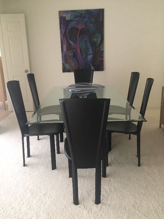 Dining room table and chairs, Marble base