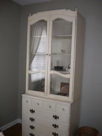 Ethan Allen White Dresser and glass front hutch/bookshelf