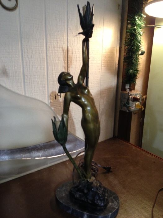 Bronze  lamp with marble base $600