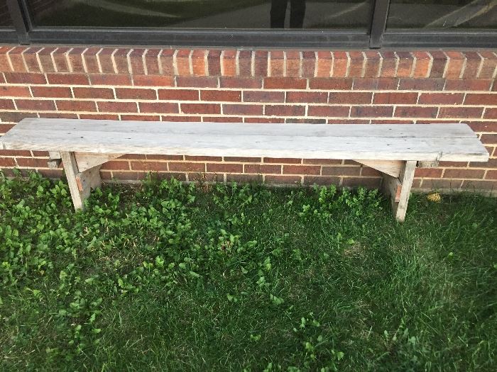  Primitive wood Bench $45  approximately  8 feet long