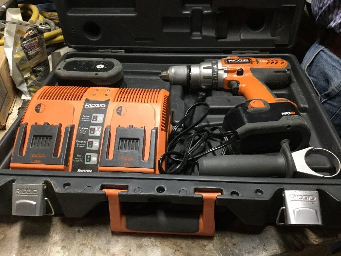 Rigid drill, 2 batteries, double charger