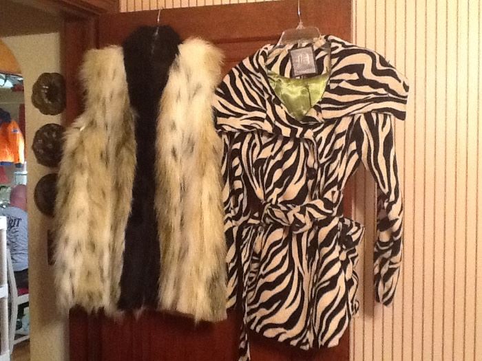 Vintage Jan's Jem's Fur vest and Vintage Dollhouse zebra striped jacket