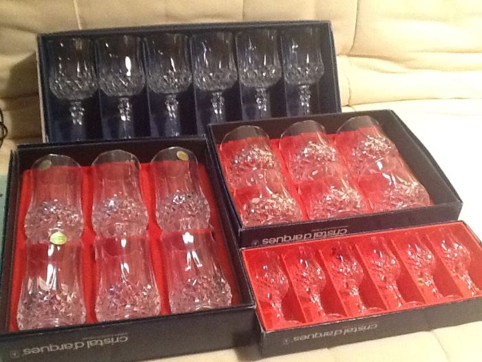Crystal d'arques wine, water, rocks and cordial glasses