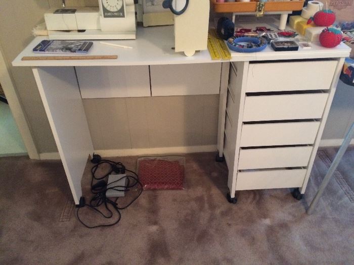 Sewing Machine Folding Work Desk with Drawers