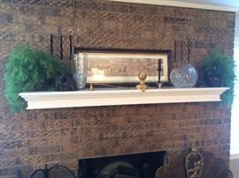 Hunt Scene Print, Crystal Rose Bowl, Decor 