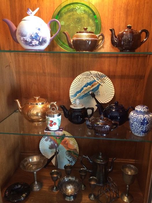 Teapots, Depression Glass, Silverplate