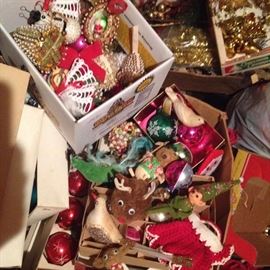 Christmas is still in boxes, organizing the room now.  Shiny Brites, Christmas mostly 1950s to recent.