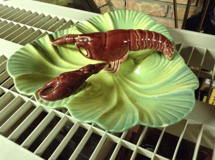 large lobster party tray pottery