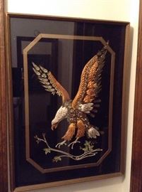 Embroidered, jeweled eagle picture