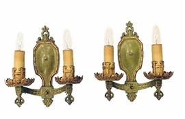 Lot 9 -Vintage Pair of Lightolier Double-Candle Sconces