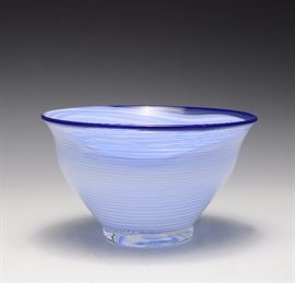 Lot 32 -Blue & White Filigrana Art Glass Bowl