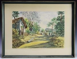 Lot 60 -Watercolor of a Farm