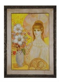 Lot 62 -Oil of Woman with Flowers, Isolda Hermes Da Fonseca