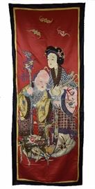 Lot 125 -Embroidered God of Longevity Silk Panel, 19th Century