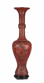 Lot 138 -Tall Cinnabar Vase