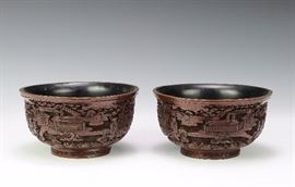 Lot 142 -Pair of Cinnabar Bowls