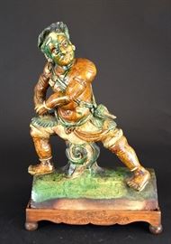 Lot 148 -Sancai Warrior Roof Tile, Ming Dynasty