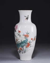 Lot 174 -A Famille Rose Vase with Flowers, Republic Period