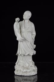Lot 206 -Blanc de Chine Lohan Figure, Qing - Republic