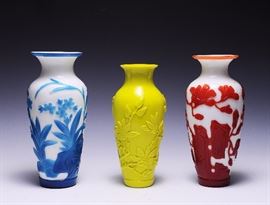 Lot 204 -Trio of Peking Glass Vases, 20th Century
