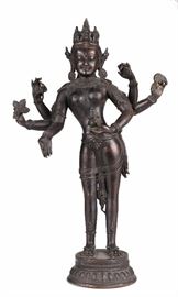 Lot 201 -Nepalese Bronze Six-Armed Standing Bodhisattva