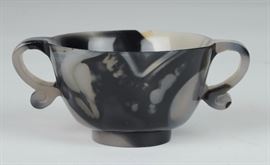 Lot 281 -Black & White Agate Two-Handled Cup
