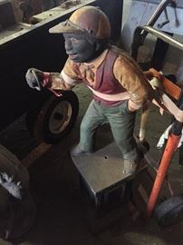 LAWN JOCKEY-VINTAGE-BLACK AMERICANA-CAST IRON