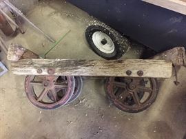 CAST IRON WHEELS ANTIQUE WAGON